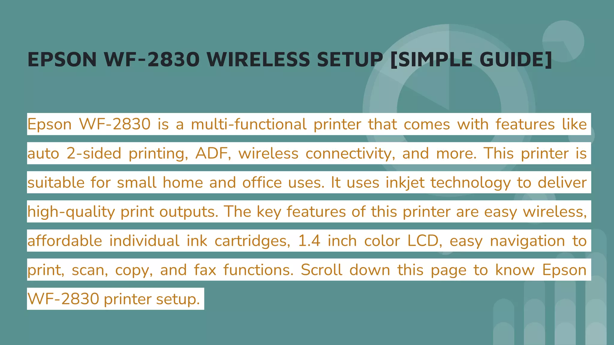 Epson wf 2830 wireless setup [simple guide] PPT