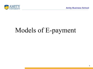 Amity Business School
Models of E-payment
5
 
