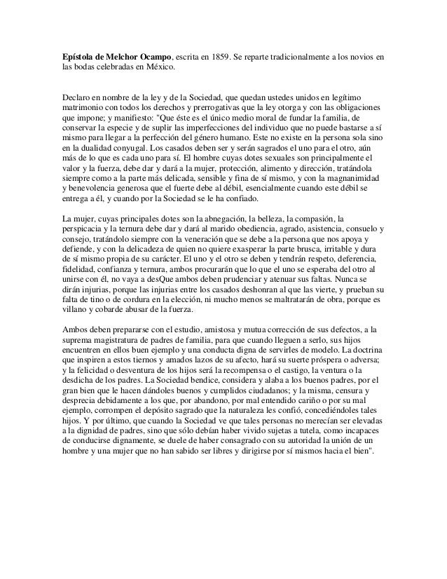 Epístola de melchor ocampo