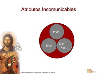 Derechos Reservados © 2002-2005, El Programa de Teología
Atributos Incomunicables
Hijo
Espíritu
Santo
Padre
 