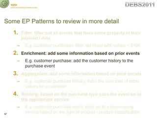 epts
     event processing technical society




Some EP Patterns to review in more detail
        1.        Filter: filte...
