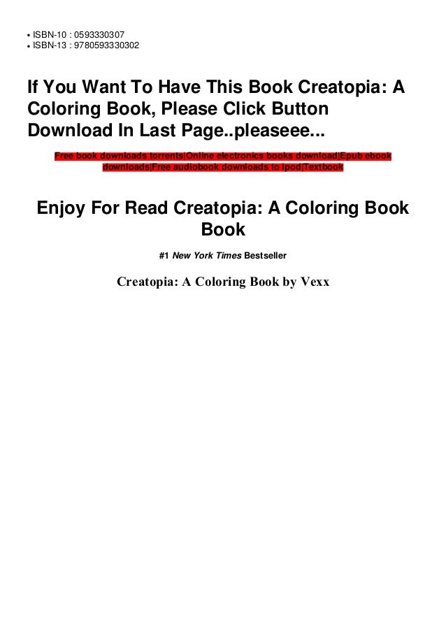 Download Epub Creatopia A Coloring Book