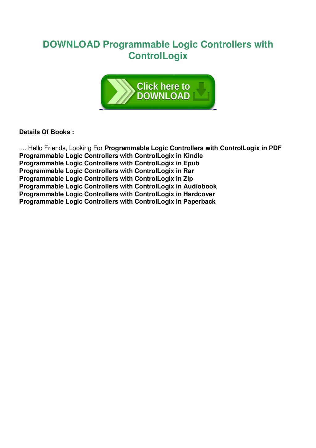( ePub ) Programmable Logic Controllers with ControlLogix