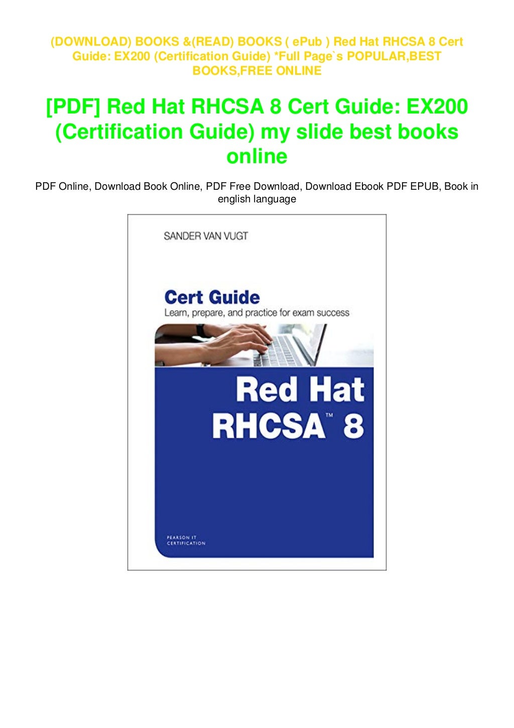 ( ePub ) Red Hat RHCSA 8 Cert Guide: EX200 (Certification Guide) *Full ...