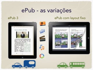 ePub - as variações
ePub 3               ePub com layout fixo
 