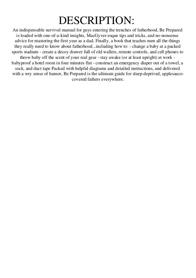 Epub Be Prepared A Practical Handbook For New Dads Book