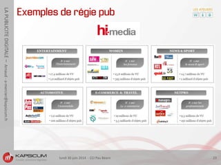 lundi 30 juin 2014 - CCI Pau Béarn 23
LAPUBLICITEDIGITALE–Arnaud-a-mercier@kapsicum.fr
Exemples de régie pub
 