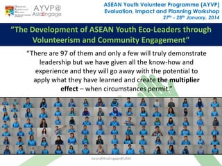 AYVP Presentation for Evaluation, Impact and Planning Workshop | PPTX
