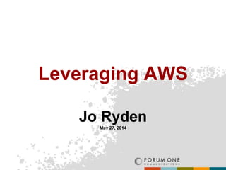 Leveraging AWS
Jo Ryden
May 27, 2014
 
