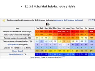 • 3.1.3.6 Nubosidad, heladas, rocio y niebla 
 
