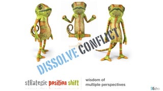 wisdom of
multiple perspectivesstRategic position shift
DISSOLVE CONFLICT
 