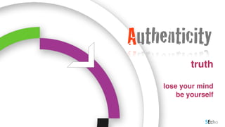 truth
lose your mind
be yourself
Authenticity
 