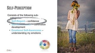 Consists of the following sub-
categories:
• Self-Regard – confidence
• Self-Actualization – continuous
development
• Emotional Self-Awareness –
understanding my emotions
.
Self-Perception
 
