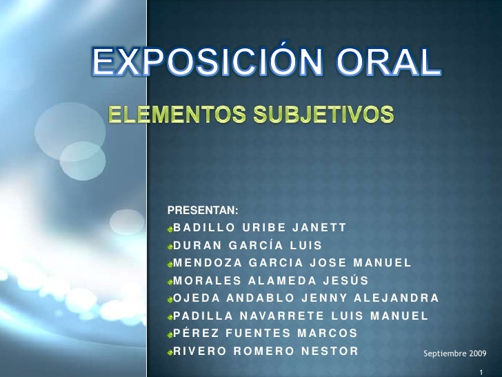 Exposición Oral Elementos Subjetivos