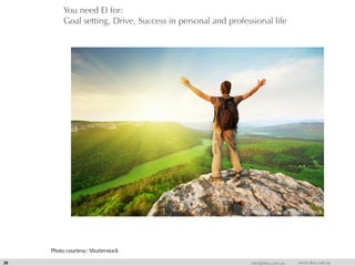 You need EI for:
Goal setting, Drive, Success in personal and professional life
20 info@dna.com.sa www.dna.com.sa
Photo courtesy: Shutterstock
 