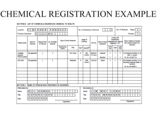 CHEMICAL REGISTRATION EXAMPLE
 