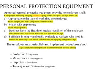 PERSONAL PROTECTION EQUIPMENT
 