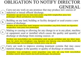 OBLIGATION TO NOTIFY DIRECTOR
GENERAL
a.
b.
c.
d.
 