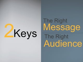 The Right Message The Right Audience 2 Keys 