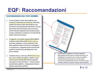 EQF: Raccomandazioni 