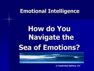 Creative Commons Licensing Leadership Options, LLC
Emotional Intelligence
How do You
Navigate the
Sea of Emotions?
 