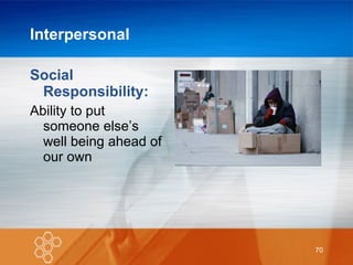 Interpersonal Social Responsibility: Ability to put someone else’s well being ahead of our own 