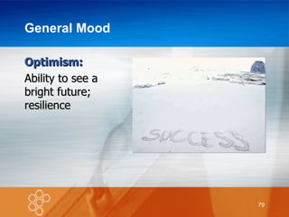 General Mood Optimism: Ability to see a  bright future;  resilience 