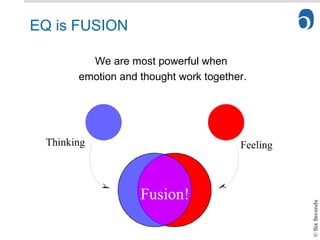 We are most powerful when  emotion and thought work together. EQ is FUSION Thinking Feeling Fusion! 