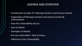 A7 Missing Function Level Access Control | PPTX | Web Development ...