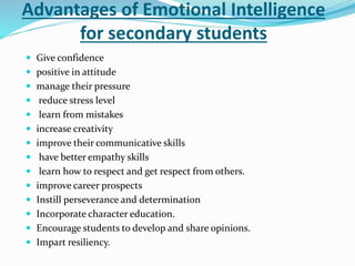 Importance of Emotional Intelligence for Secondary School Children | PPTX