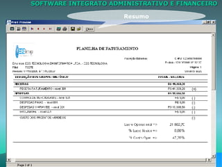 SOFTWARE INTEGRATO ADMINISTRATIVO E FINANCEIRO Resumo 