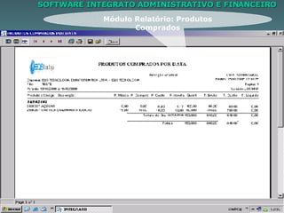 SOFTWARE INTEGRATO ADMINISTRATIVO E FINANCEIRO Módulo Relatório: Produtos Comprados 