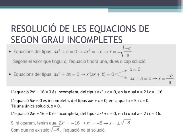 Equacions de segon grau