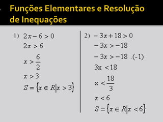 Funções Elementares e Resolução de Inequações