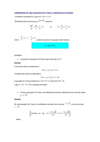 EquaçõEs De 2º Grau,Sistema E Problema Autor Antonio Carlos