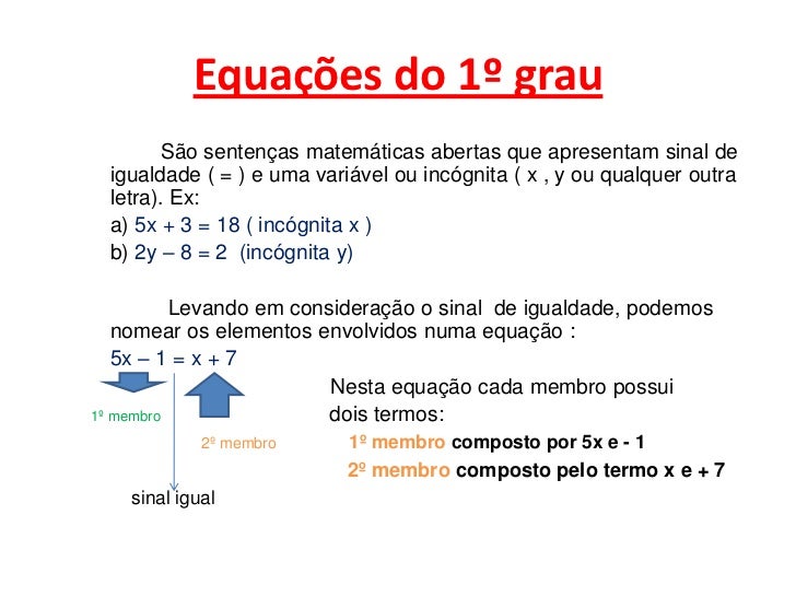 Resultado de imagem para equações de primeiro grau