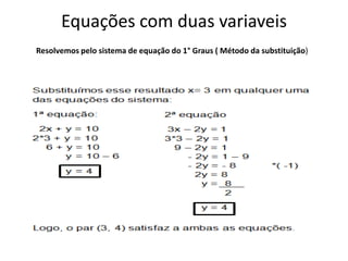 Equação do 2º grau
• DEFINIÇÃO
Uma equação do 2º grau com uma variável tem a forma:
ax² + bx + c = 0
onde os números reais...