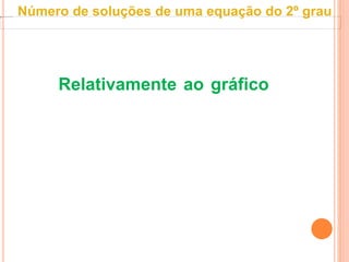 Relativamente ao gráfico
Número de soluções de uma equação do 2º grau
 