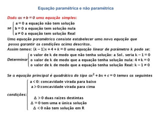 Equação paramétrica e não paramétrica
 