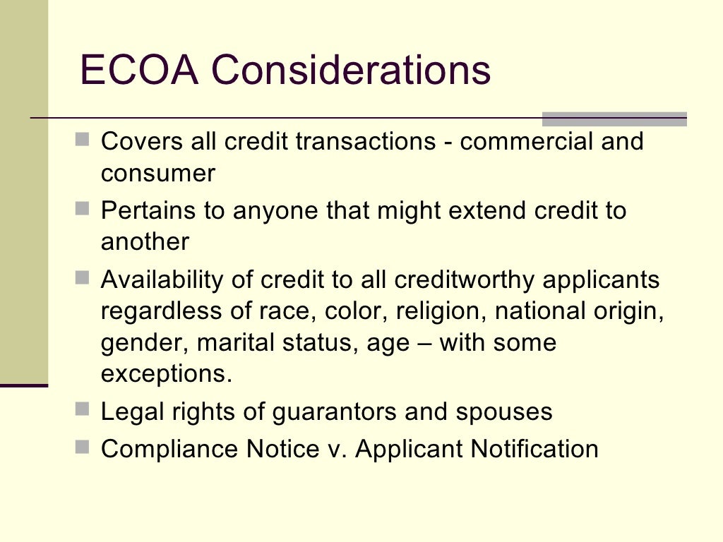 Equal Credit Opportunity Act
