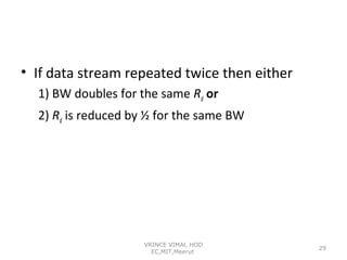 • If data stream repeated twice then either
1) BW doubles for the same Rd or
2) Rd is reduced by ½ for the same BW

VRINCE VIMAl, HOD
EC,MIT,Meerut

29

 