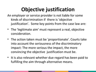 Objective Justification Examples Equality and diversity in local government | PPT