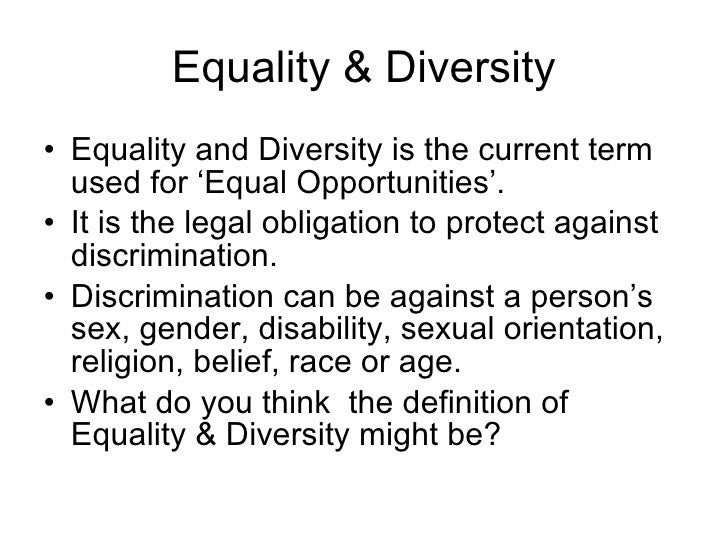 the meaning of equality and diversity