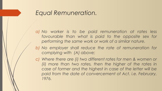 Equal Remuneration Act, 1976 | PPT
