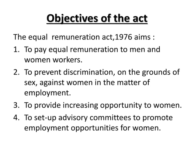 Equal remuneration act,1976 | PPT