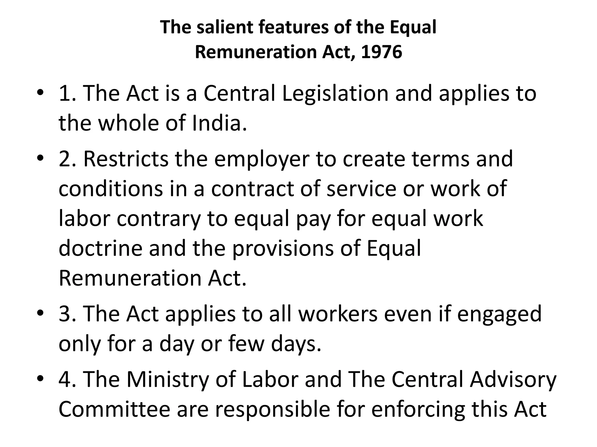 Equal remuneration act 1976 | PPTX
