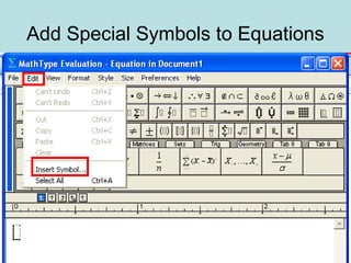 Add Special Symbols to Equations
 