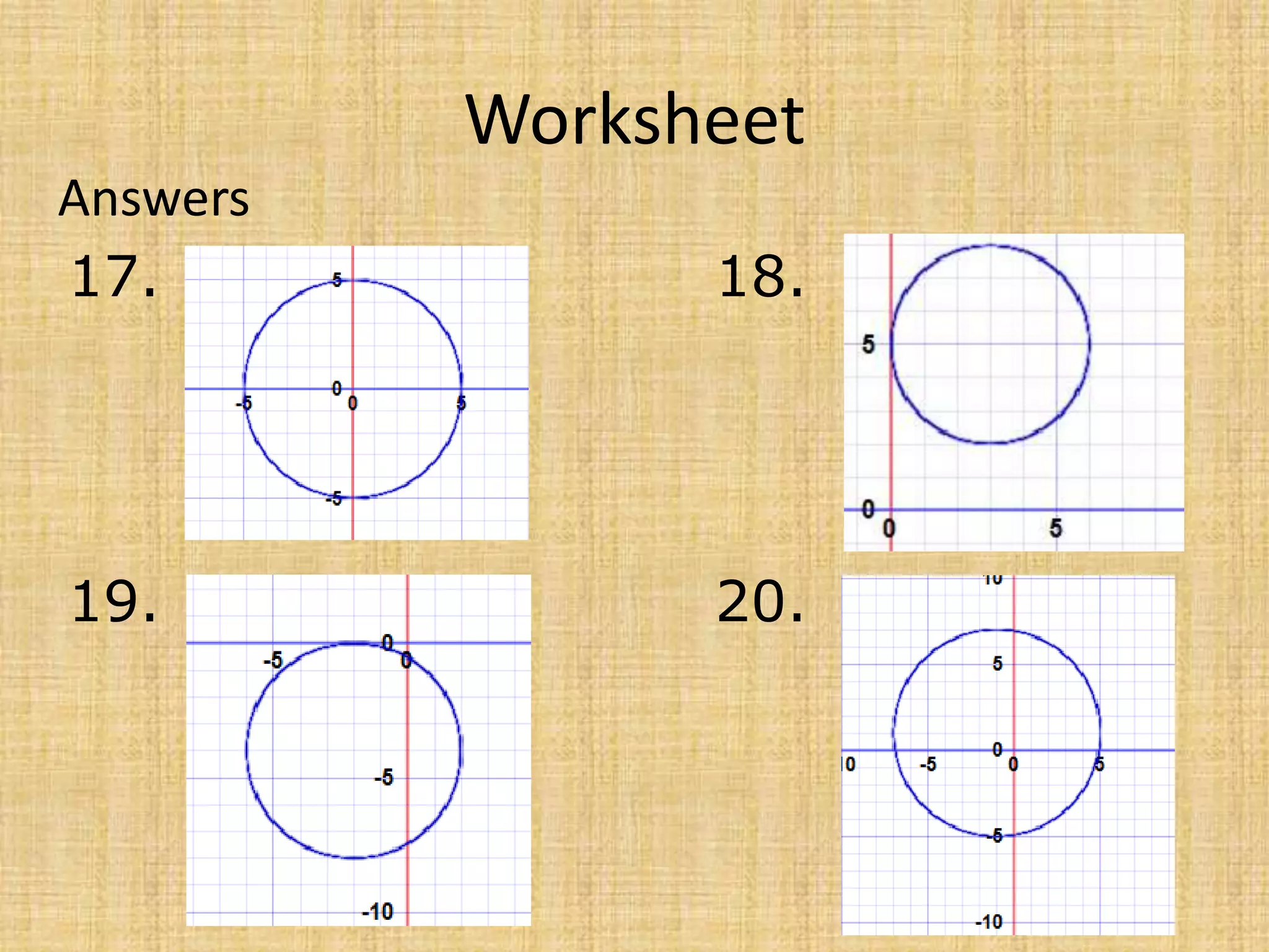 Worksheet
Answers
17. 18.
19. 20.
 