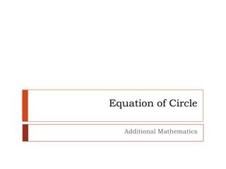 Equation of Circle

   Additional Mathematics
 
