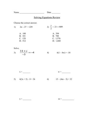 Equation review